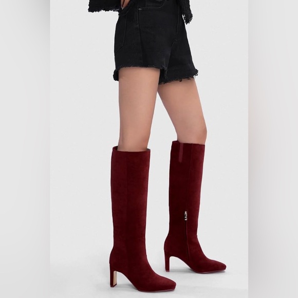 Tall Faux Suede Burgundy Boots. NWT in Box - Picture 9 of 15